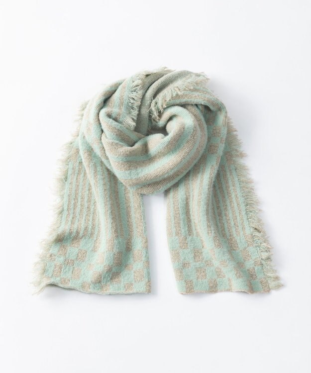 TRICOTE チェックストライプマフラー 41LIME