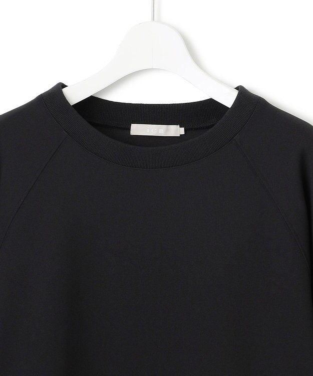 ICB L 【洗える】ジョーゼットジャージー  ドルマンスリーブプルオーバー ブラック系