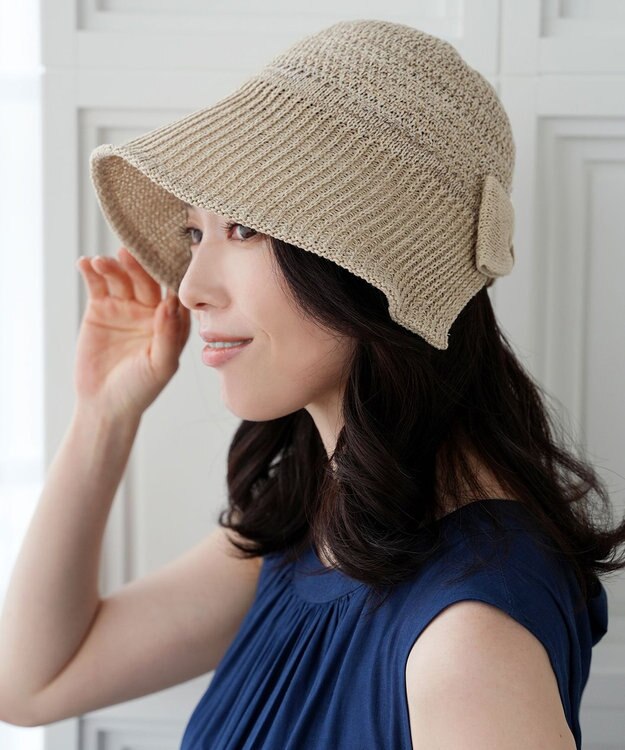 Tiaclasse リボンニットバケットハット ベージュ