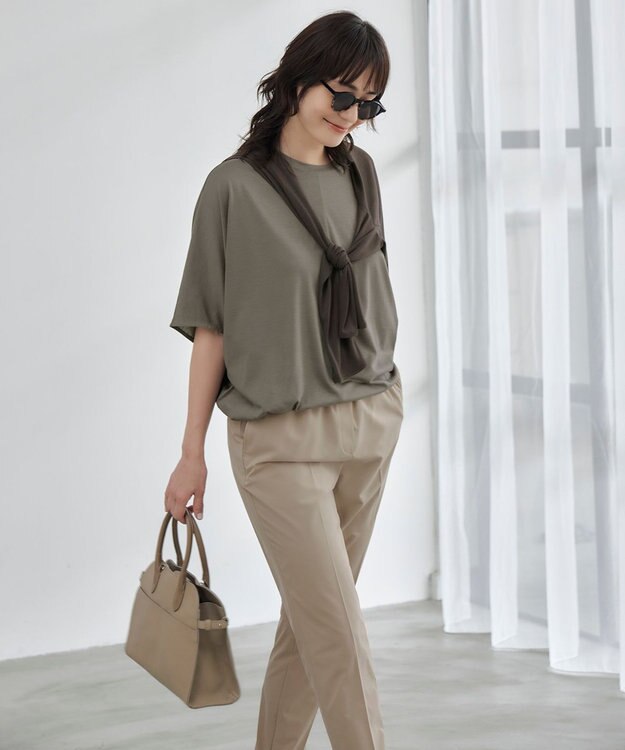 ICB L 【接触冷感・UVカット・撥水・洗える】 プルーフ4WAYタフタ パンツ ベージュ系