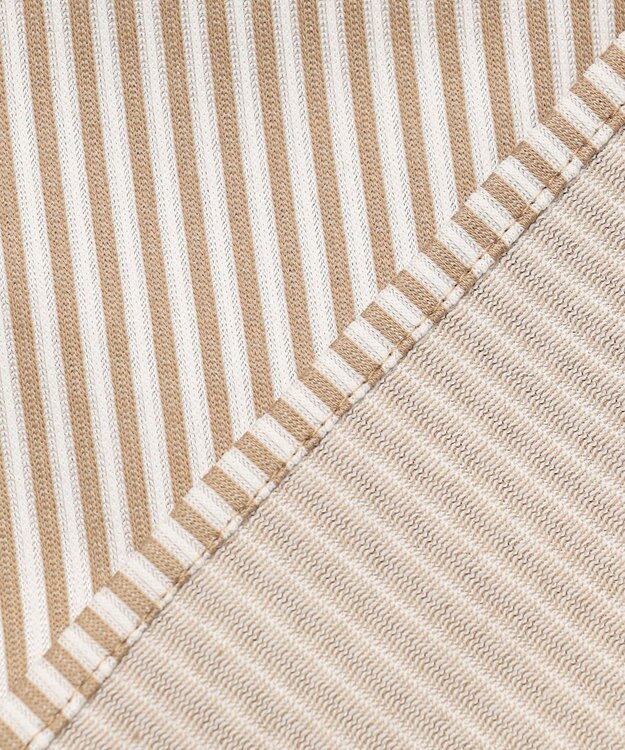 J.PRESS LADIES ストライプジャガード バンドカラー カットソー キャメルストライプ系