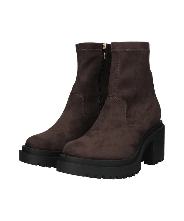 Bridget Birkin 【Round About】厚底ラギットソールストレッチブーツ ダークブラウンスウェード