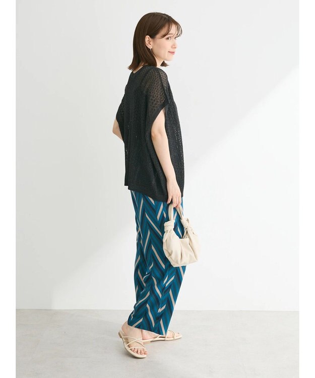 Green Parks 透かし柄ポンチョニットカーディガン Black