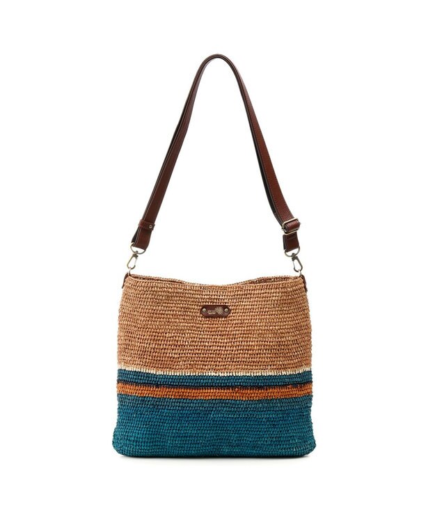 IBIZA ラフィア　ショルダーバッグ 青緑