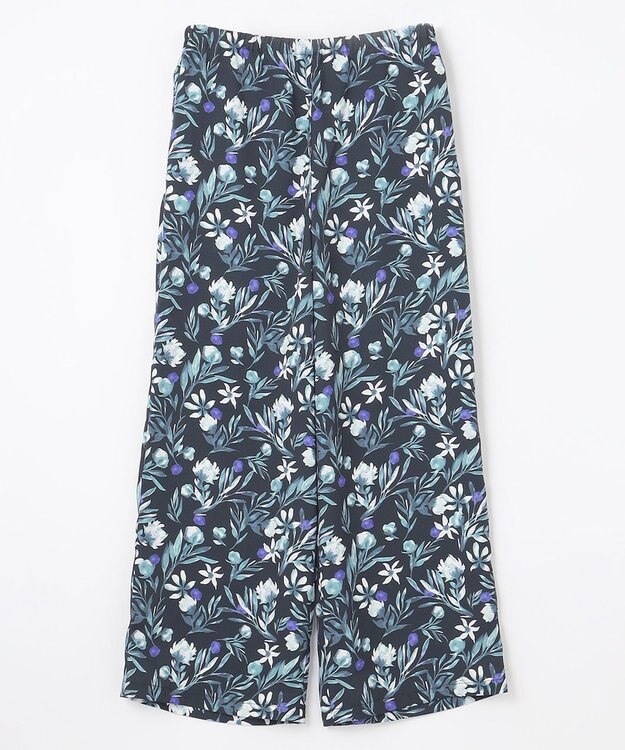 ANY L 【ウエストゴム/洗濯機可能】フラワープリントリラックスパンツ ブラックベース