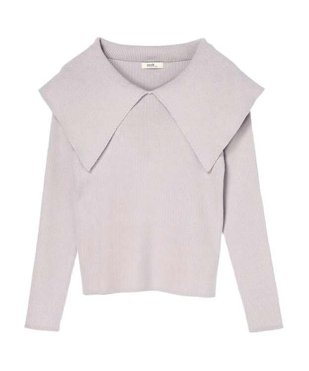 earth music&ecology ＢＩＧカラーニットプルオーバー Light Gray