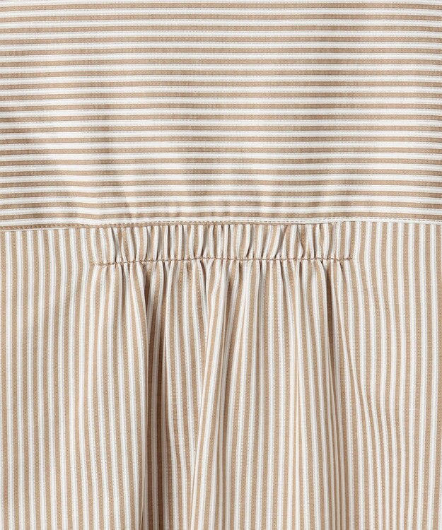 J.PRESS LADIES ストライプジャガード バンドカラー カットソー キャメルストライプ系