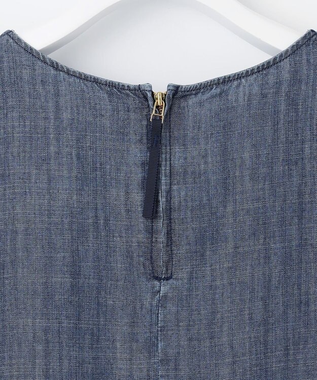 自由区 【洗える・XSサイズあり】テンセルリネンデニム  ブラウス ネイビー系