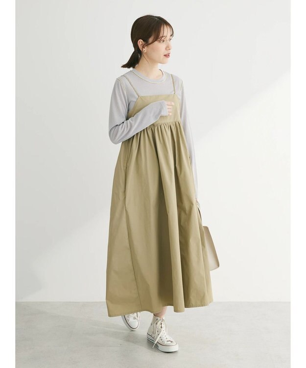 Green Parks 配色ステッチシアーリブプルオーバー Gray