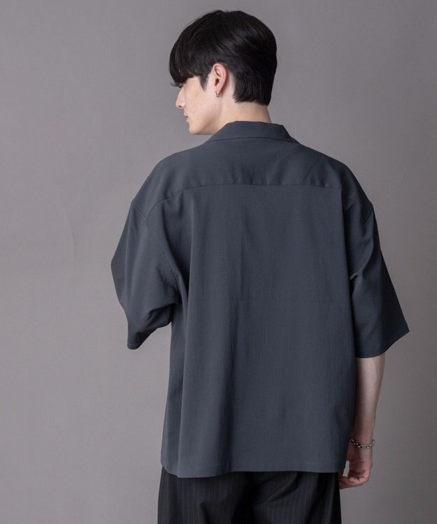 WEGO 【ユニセックス着用ITEM】クレープオープンカラーシャツ（SS） ブラック中濃色