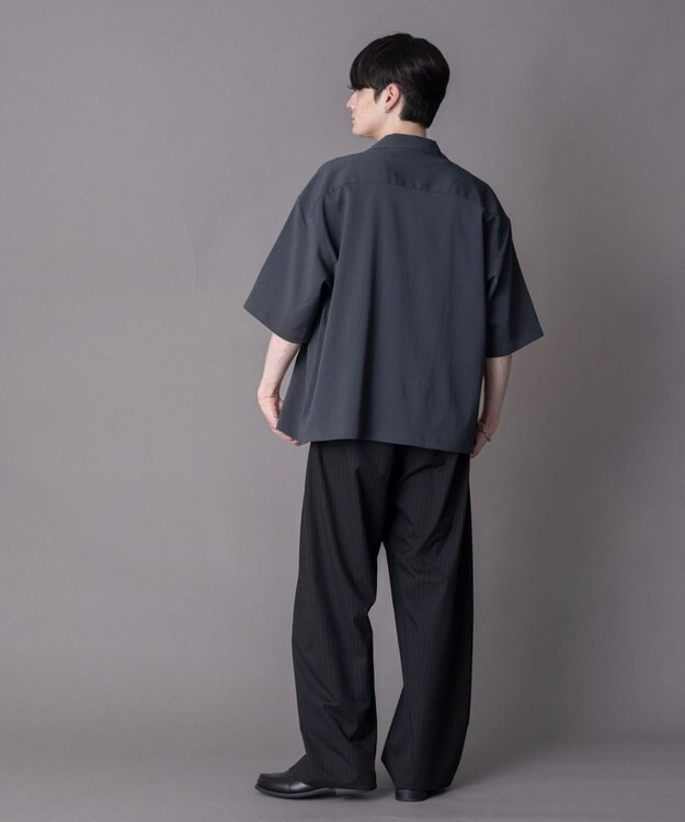 WEGO 【ユニセックス着用ITEM】クレープオープンカラーシャツ（SS） ブラック中濃色