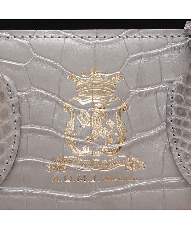 A.D.M.J. 【牛革】クロコ型押しサイドバックルトート25cm(ショルダーストラップ付) GG