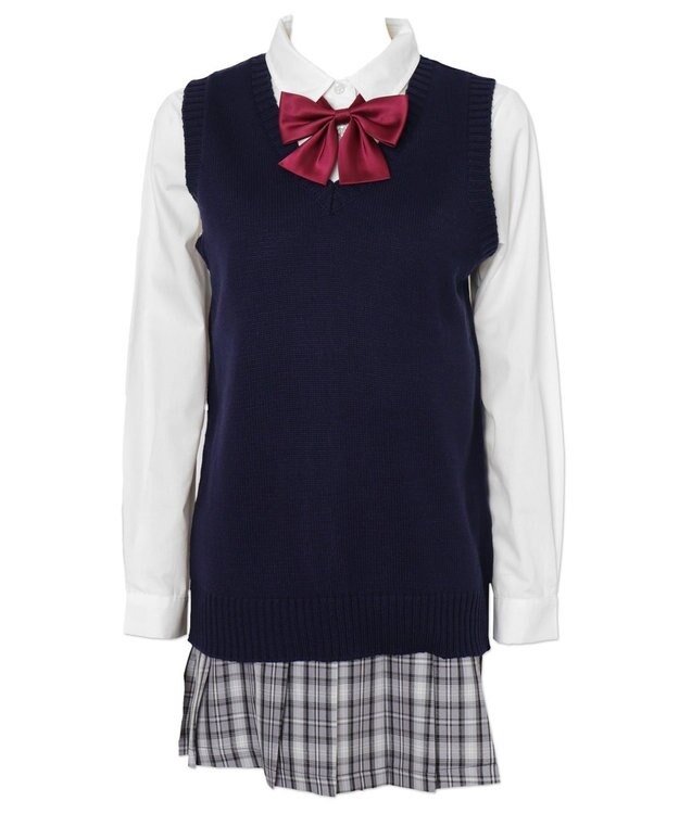 WEGO 【SCHOOLITEM】ベーシックニットベスト ネイビー