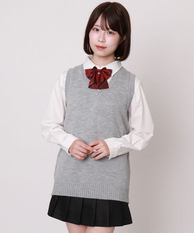 WEGO 【SCHOOLITEM】ベーシックニットベスト 杢グレー