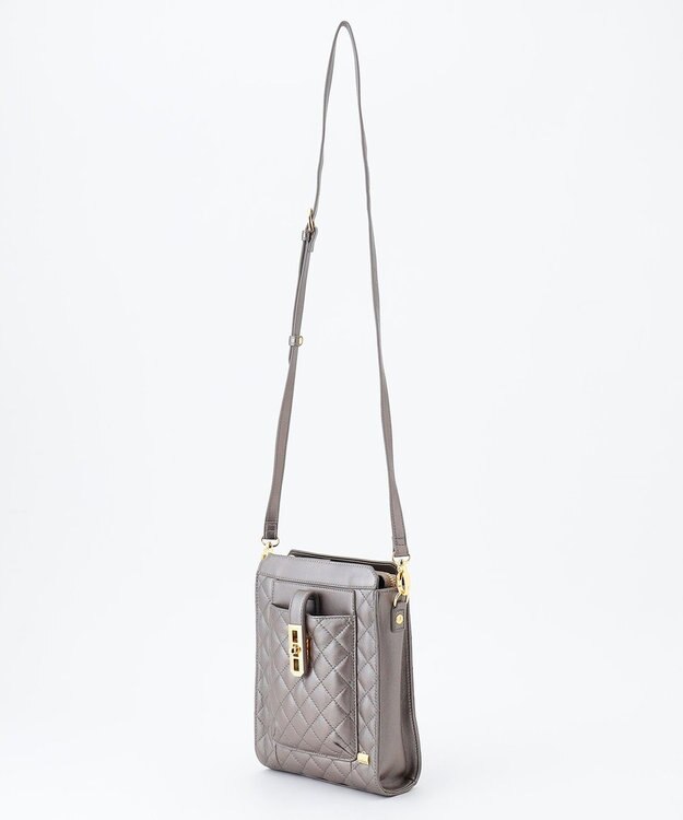 LA BAGAGERIE シープキルトWストラップスクエアショルダー ガンメタリック