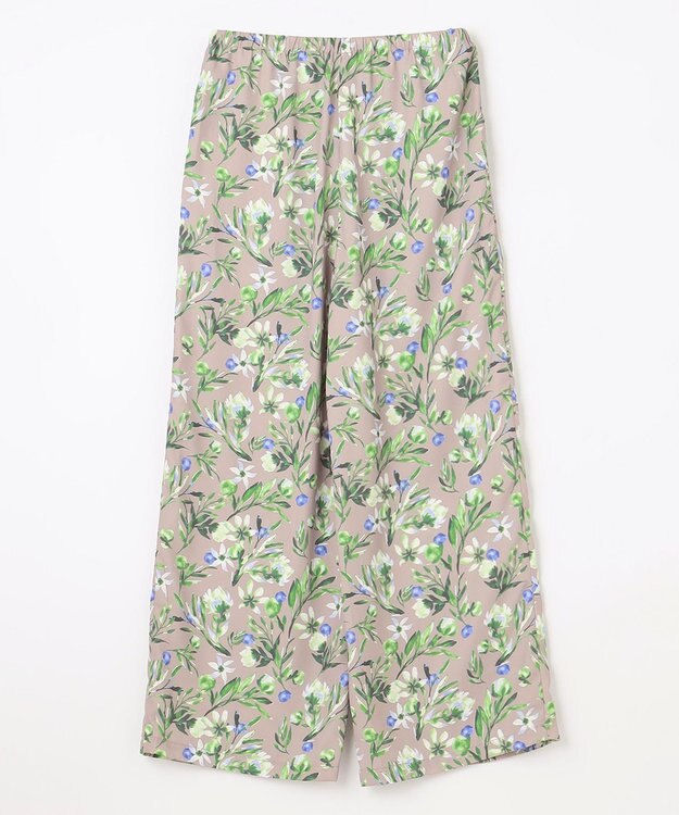 ANY L 【ウエストゴム/洗濯機可能】フラワープリントリラックスパンツ ベージュベース