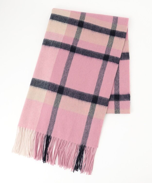 組曲 ウールマルチチェックストール ピンク系3