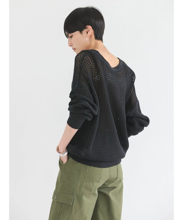 AMERICAN HOLIC ２ＷＡＹメッシュ編みニットカーディガン Black