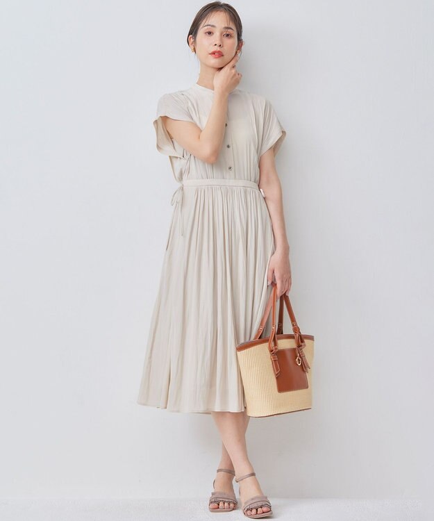 組曲 ギャザーライトデシン ワンピース サンドベージュ系