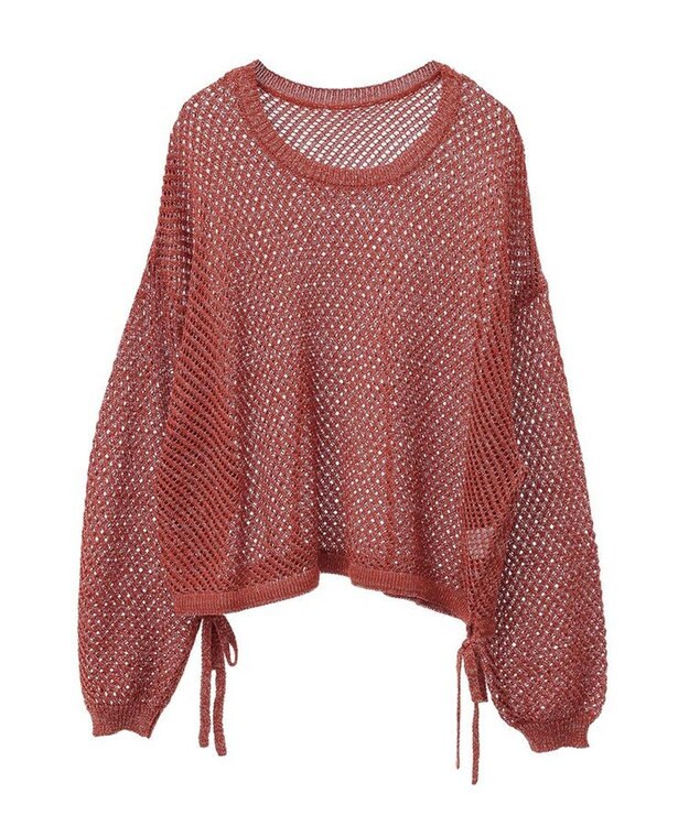 Green Parks ラメメッシュニットプルオーバー Orange