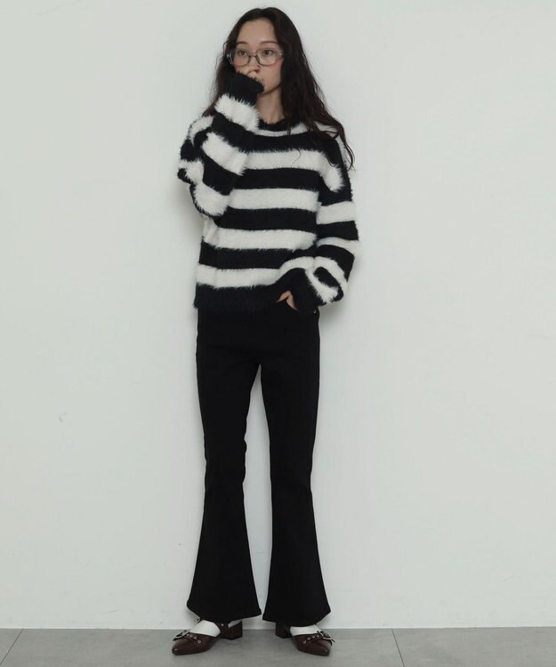 WEGO ストレッチフレアデニムパンツ ブラックその他