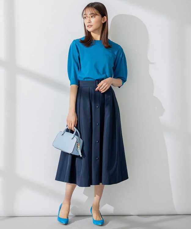 組曲 カラータフタベルト付き スカート ネイビー系