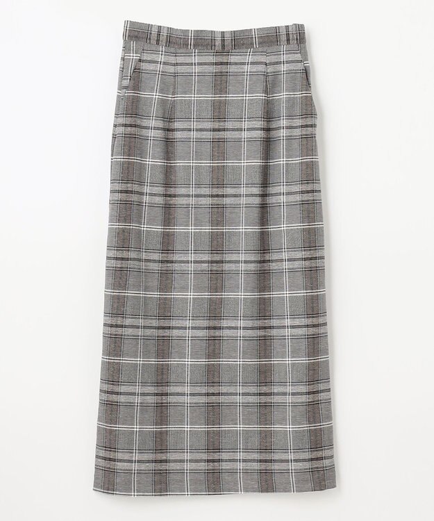 ANY 【ウエストゴム/ストレッチ】チェックタイトスカート ブラウン系