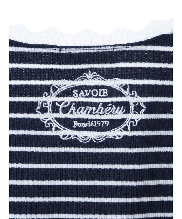 earth music&ecology バイカラースカラッププルオーバー Border Navy