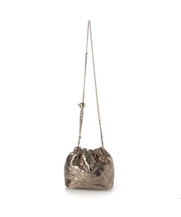 UNBILLION カシュカシュ cachecache / 口元ギャザーメタリックキルトミニショルダー ダークシルバー