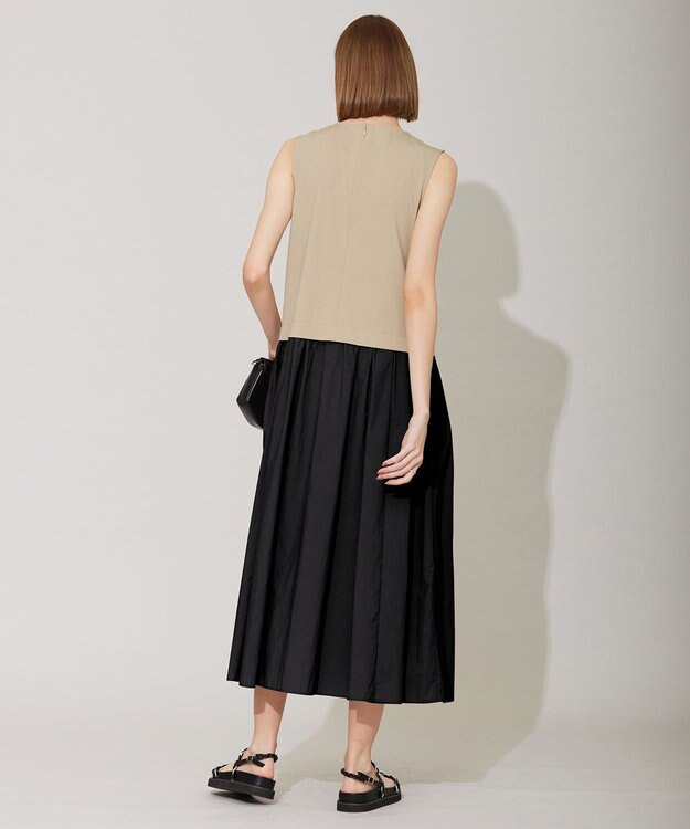 ICB 【人気のため新色追加・洗える】 ジャージコンビドレス ライトオリーブ×ブラック系