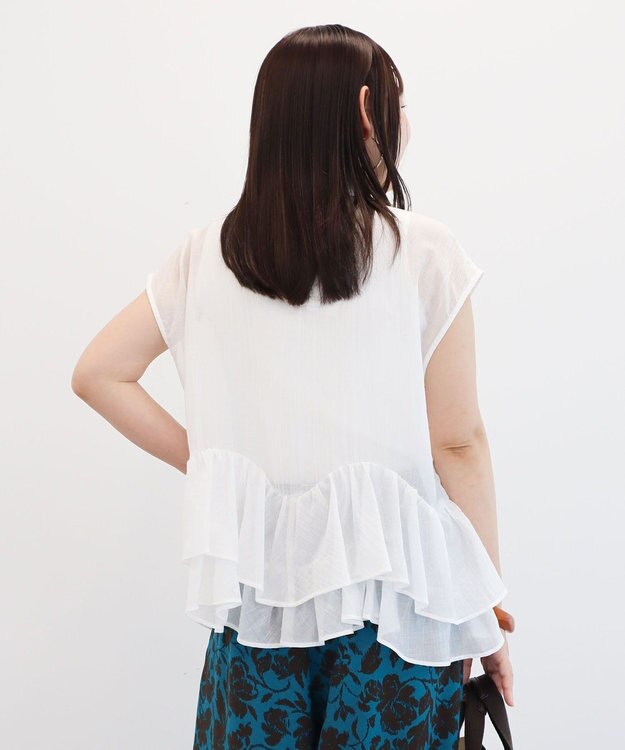 Green Parks ノースリーブフリルブラウス Off White