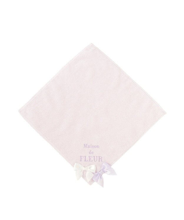 Maison de FLEUR バイカラーリボンタオルハンカチ Lavender