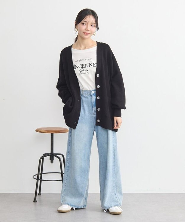 earth music&ecology やわらかタッチカーディガン Black