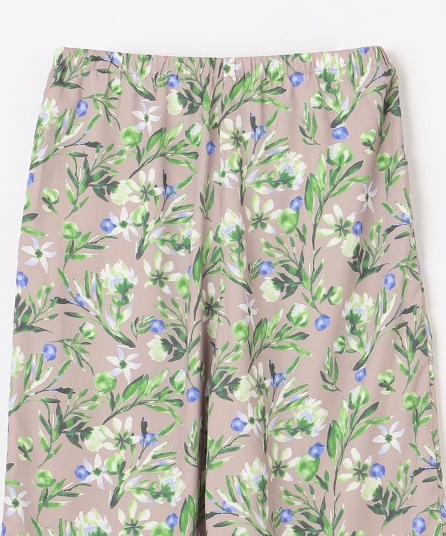 ANY L 【ウエストゴム/洗濯機可能】フラワープリントリラックスパンツ ベージュベース