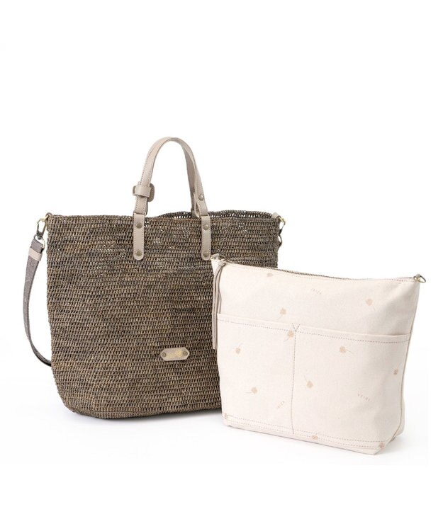 IBIZA ラフィア　2WAYバッグ（草木染め） グレー