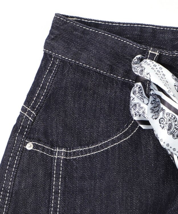 WEGO バンダナ付きリジットワイドデニム デニム濃色