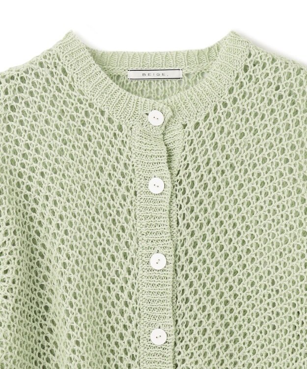 BEIGE， CACTUS / メッシュカーディガン Sage x White