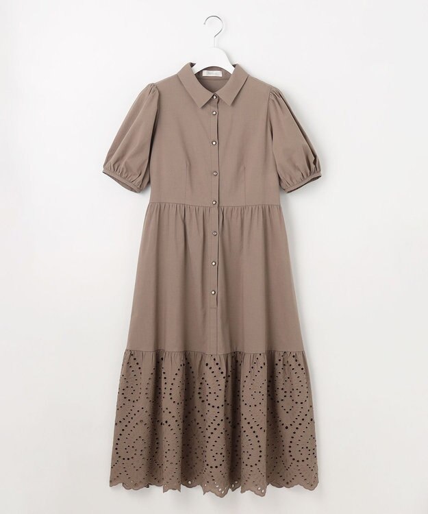Feroux 刺繍入りシャツ ワンピース ダークブラウン系