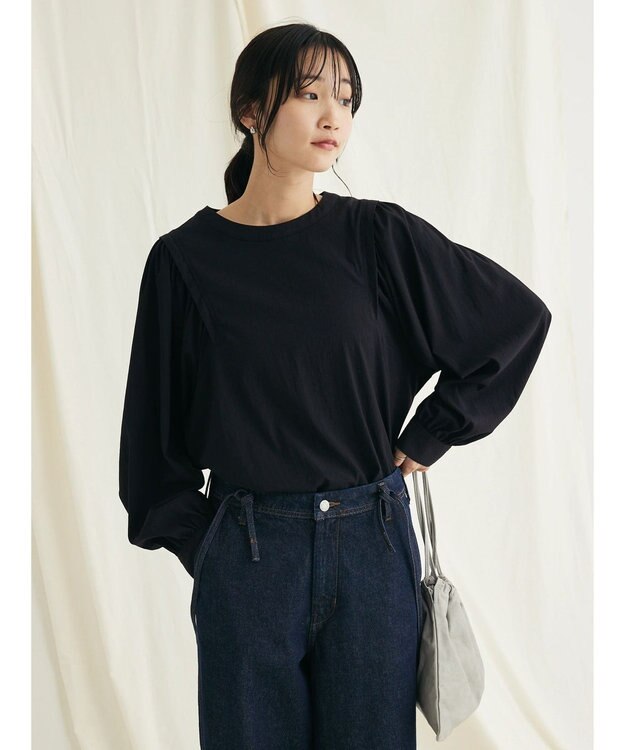 CRAFT STANDARD BOUTIQUE レーヨンデシンドルマンブラウス Black