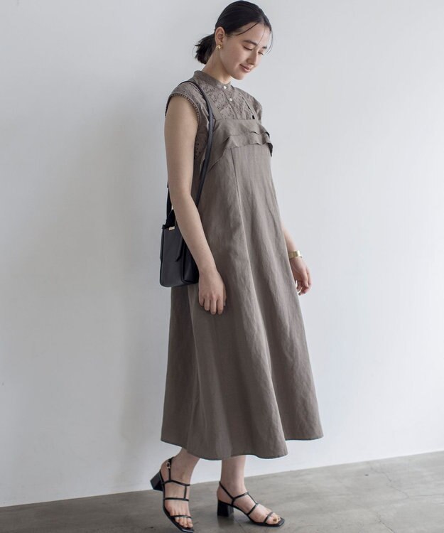 組曲 L エンブロイダリーレースノースリーブ ブラウス モカグレー系9