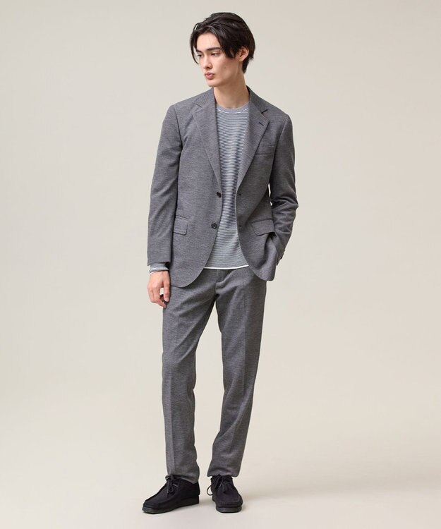 J.PRESS MEN 3シーズン着られる上質素材【ストレッチ / 吸水速乾 / 洗える / 消臭】AXIO 3ポジションジャージー スラックス ライトグレー系