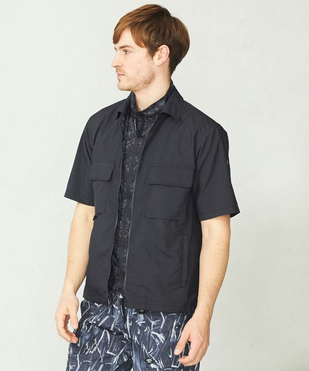 JOSEPH ABBOUD MOUNTAIN 【UNISEX】軽量/撥水 ZIP UPシャツ ネイビー系