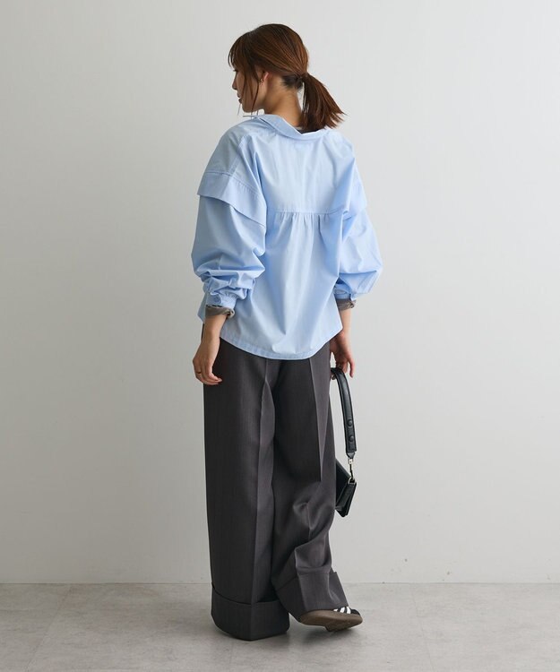 CRAFT STANDARD BOUTIQUE パネルデザインワイドシャツ Sax