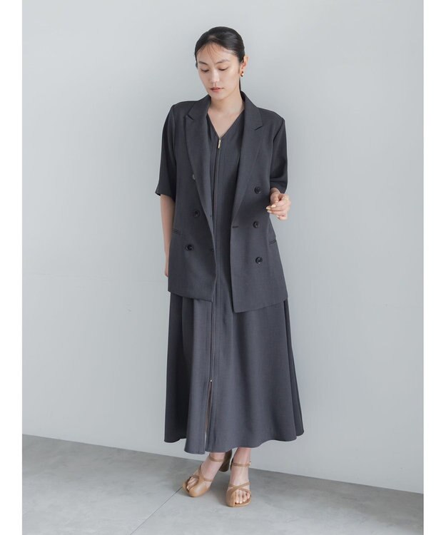 Te chichi ミックスツイルジャンスカワンピース(セットアップ可)《2026 SUMMER LOOK item》 チャコールグレー