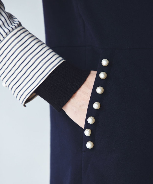 組曲 S 【パール釦付き】 ウールライクジャンパースカート ネイビー系