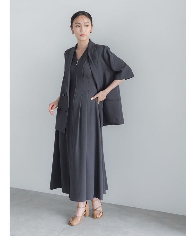 Te chichi ミックスツイルジャンスカワンピース(セットアップ可)《2026 SUMMER LOOK item》 チャコールグレー