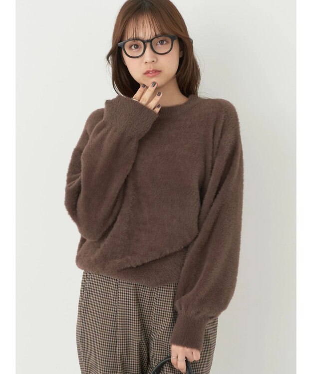 earth music&ecology ミニシャギープルオーバー Brown