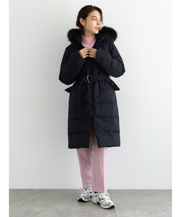 Te chichi 【宮本茉由着用】フードロングダウンコート ブラック