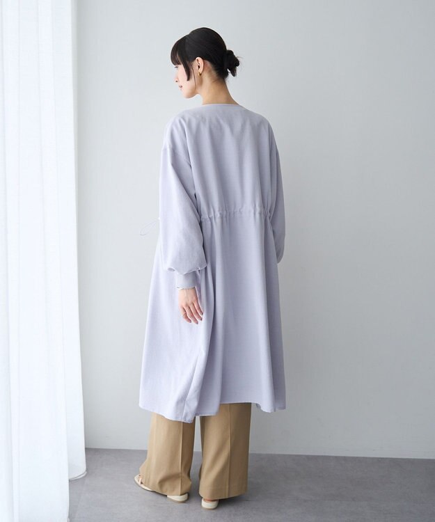 YECCA VECCA ノーカラーラペルロングコート Sax