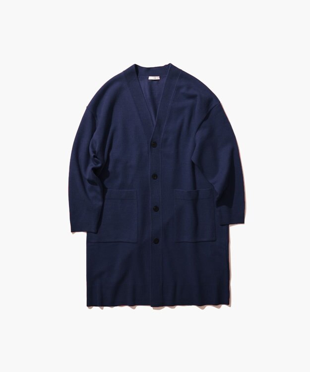 ATON MERINO COLLEGE KNIT | オーバーサイズカーディガン NAVY